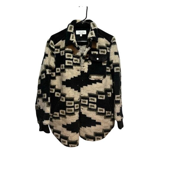 Tasha Polizzi Women's Black Cream Avalanche Jacket Size Med Aztec Snap Button - Picture 1 of 7
